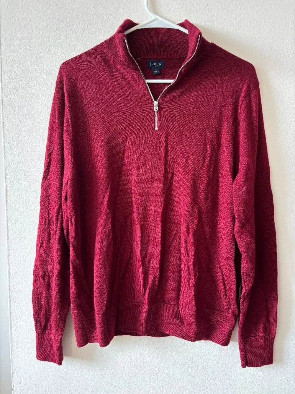 J. Crew Red Wool Blend Quarter Zip - Size Medium